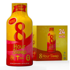 Vitamin Energy 8 Hour Sleep Shot bottle pour promoting a calm, prep-for-bed moment