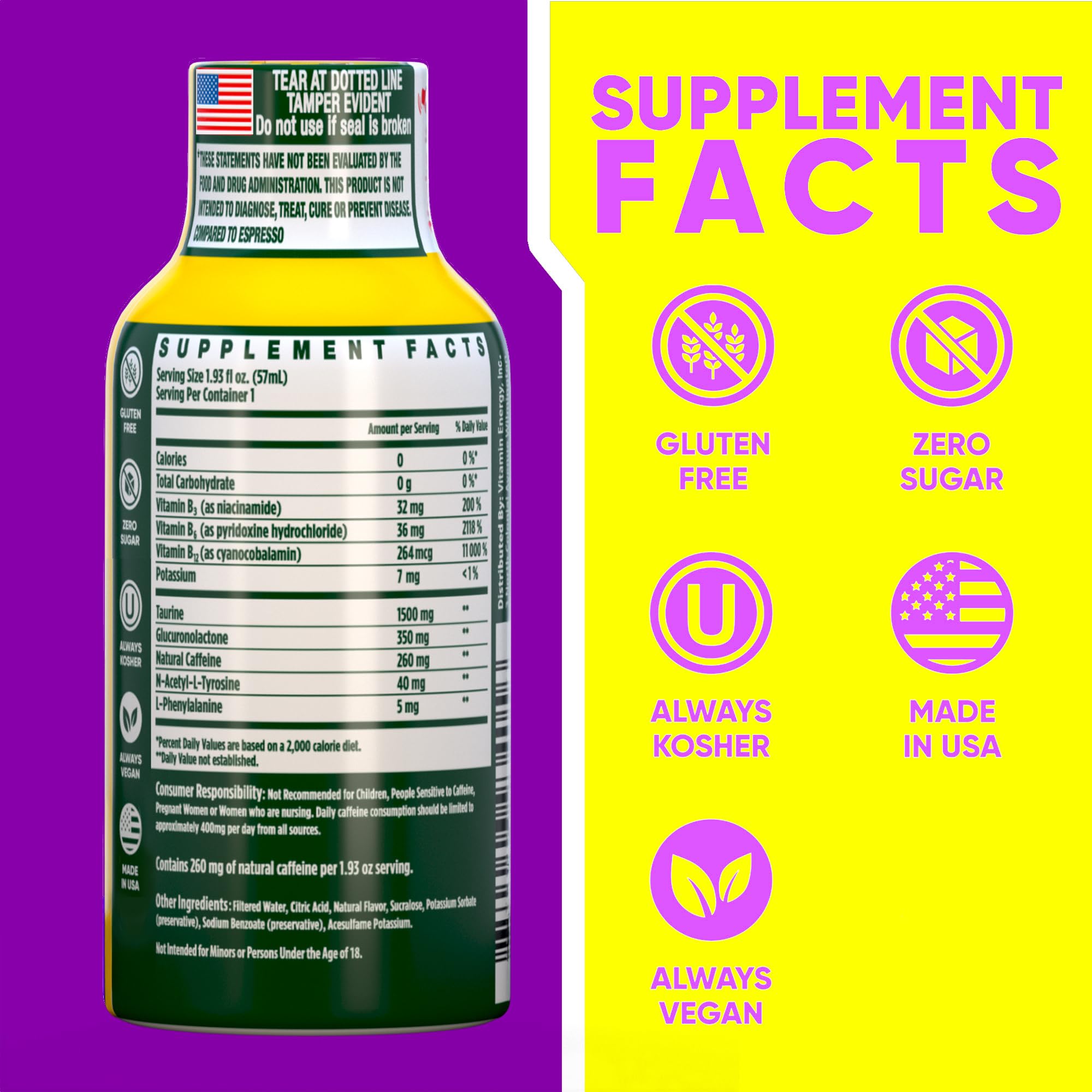 Vitamin Energy B12 11,000% DV label close-up highlights potency and vitamin content