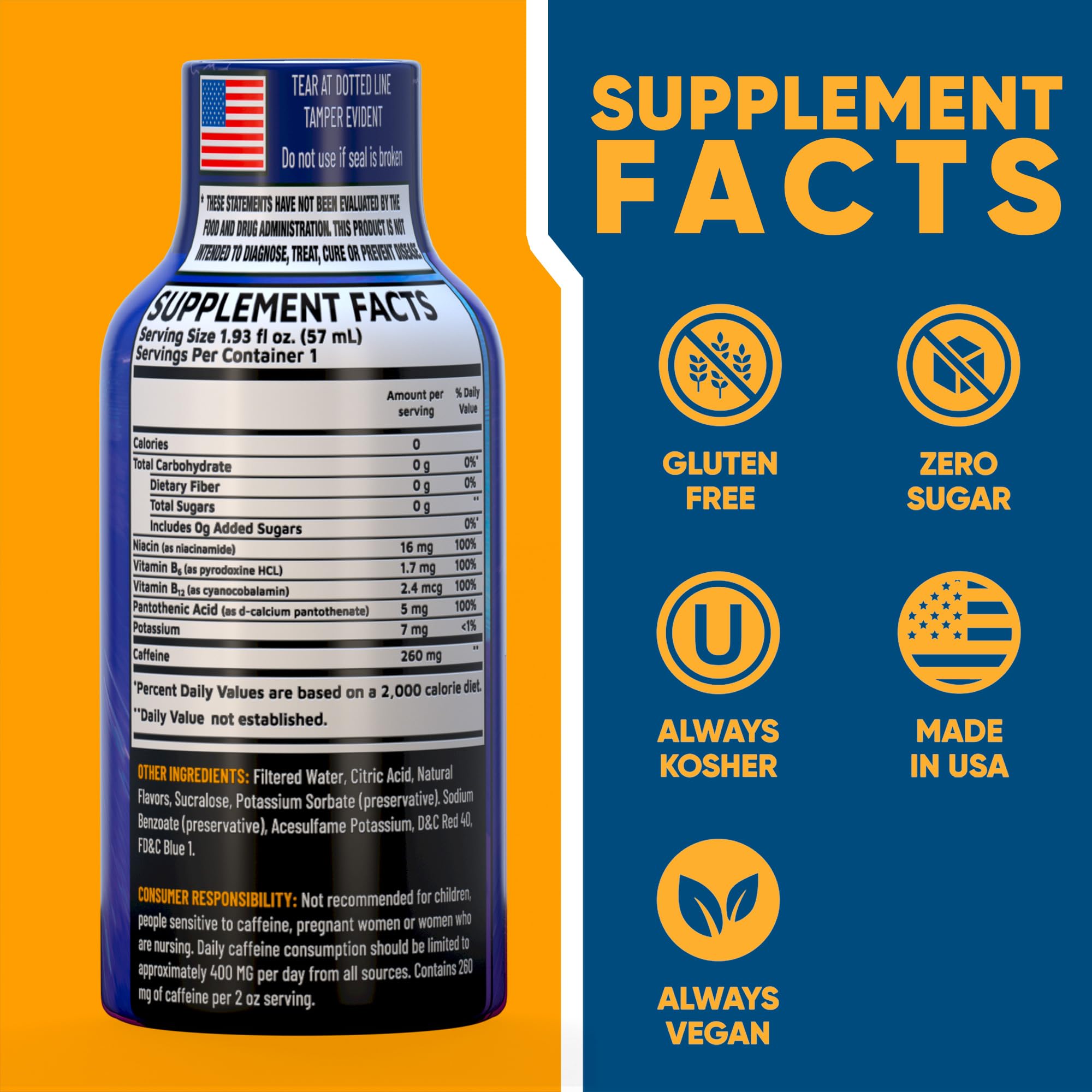 Vitamin Energy B12 Overload berry bottle close-up, vibrant flavor and energy cue.