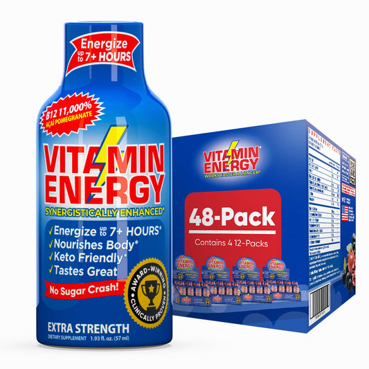 Vitamin Energy B12 shot acai-pomegranate bottle for on-the-go energy