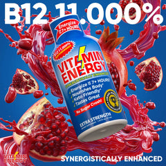 Vitamin Energy B12 Shot bottle pour captures convenient consumption anywhere.