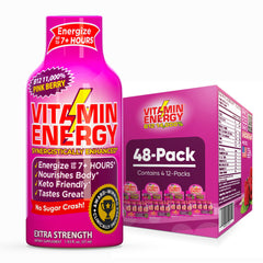 Vitamin Energy B12 pink-berry compact bottle for quick morning energy