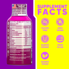 Vitamin Energy B12 pink-berry shot pour highlights caffeine boost for focus