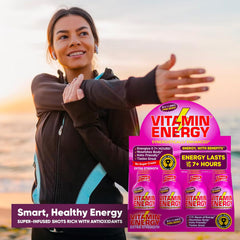Vitamin Energy B12 Pink Berry travel-friendly packaging signals no refrigeration needed.