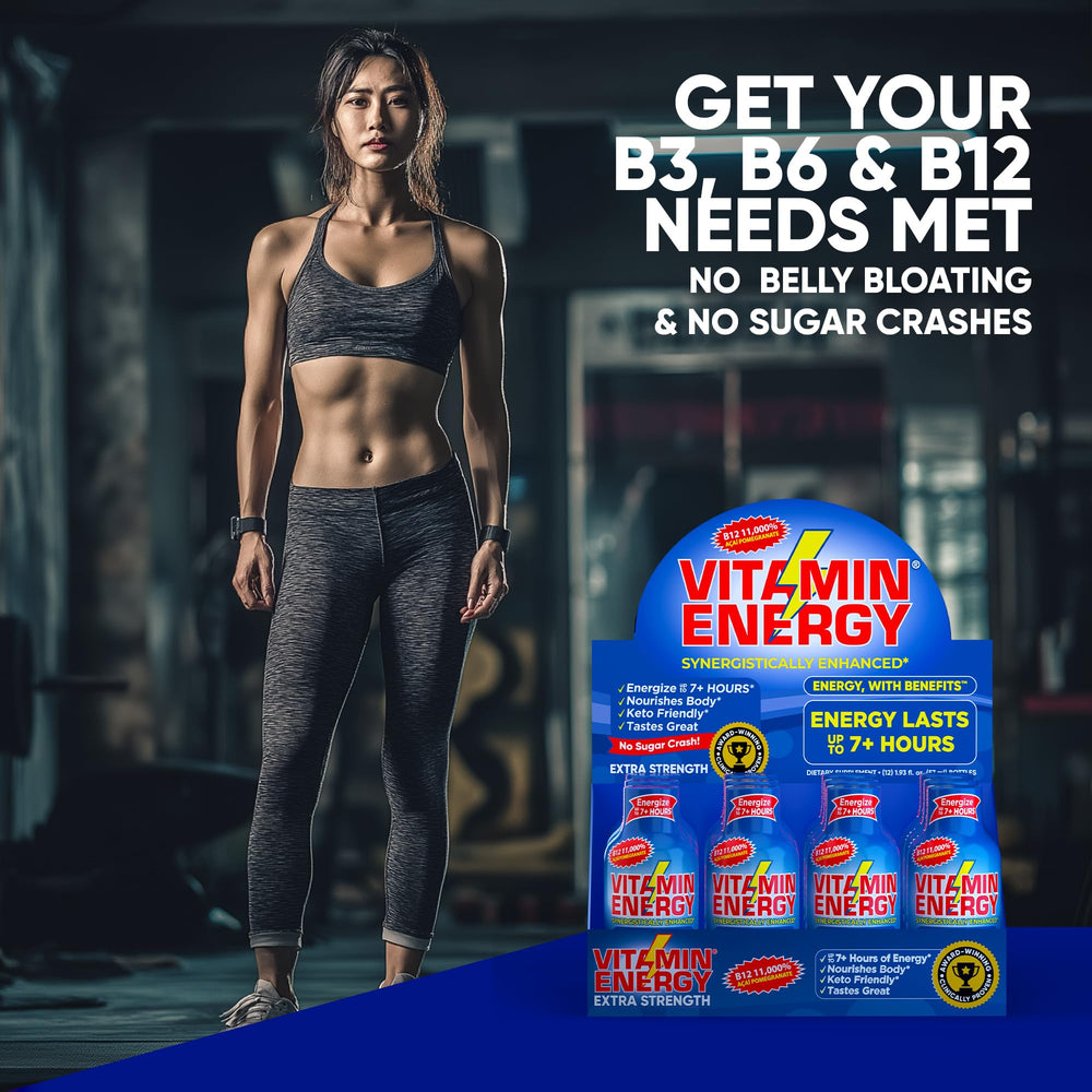 Vitamin Energy B12 Shot zero-sugar formula for keto-friendly use.