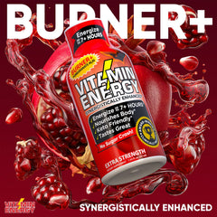 Vitamin Energy Burner+ Shot open bottle ready for quick pre-workout energy.