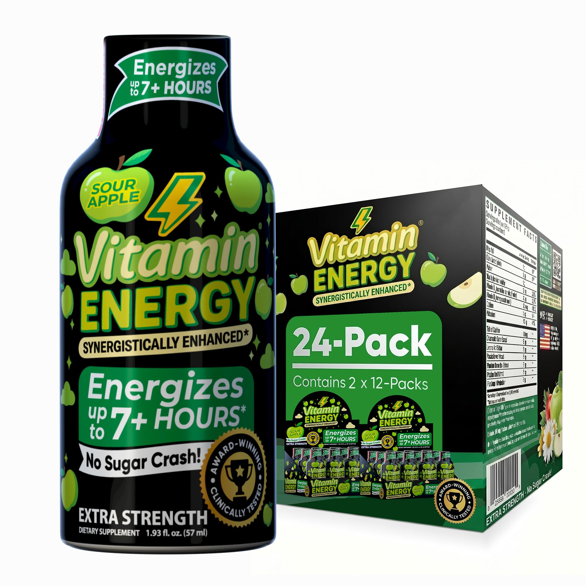 Vitamin Energy Shot sabor manzana ácida para entrenamiento con impulso sostenido