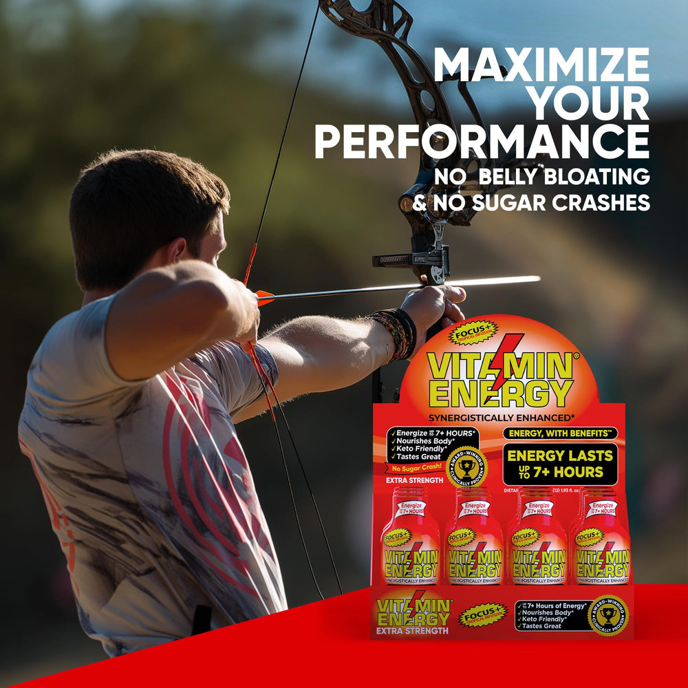 Vitamin Energy Focus+ tropical infusion shot box emphasizes zero sugar and zero calories.