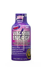 Vitamin Energy Focus+ Berry Shot pour action showing on-the-go caffeine lift.