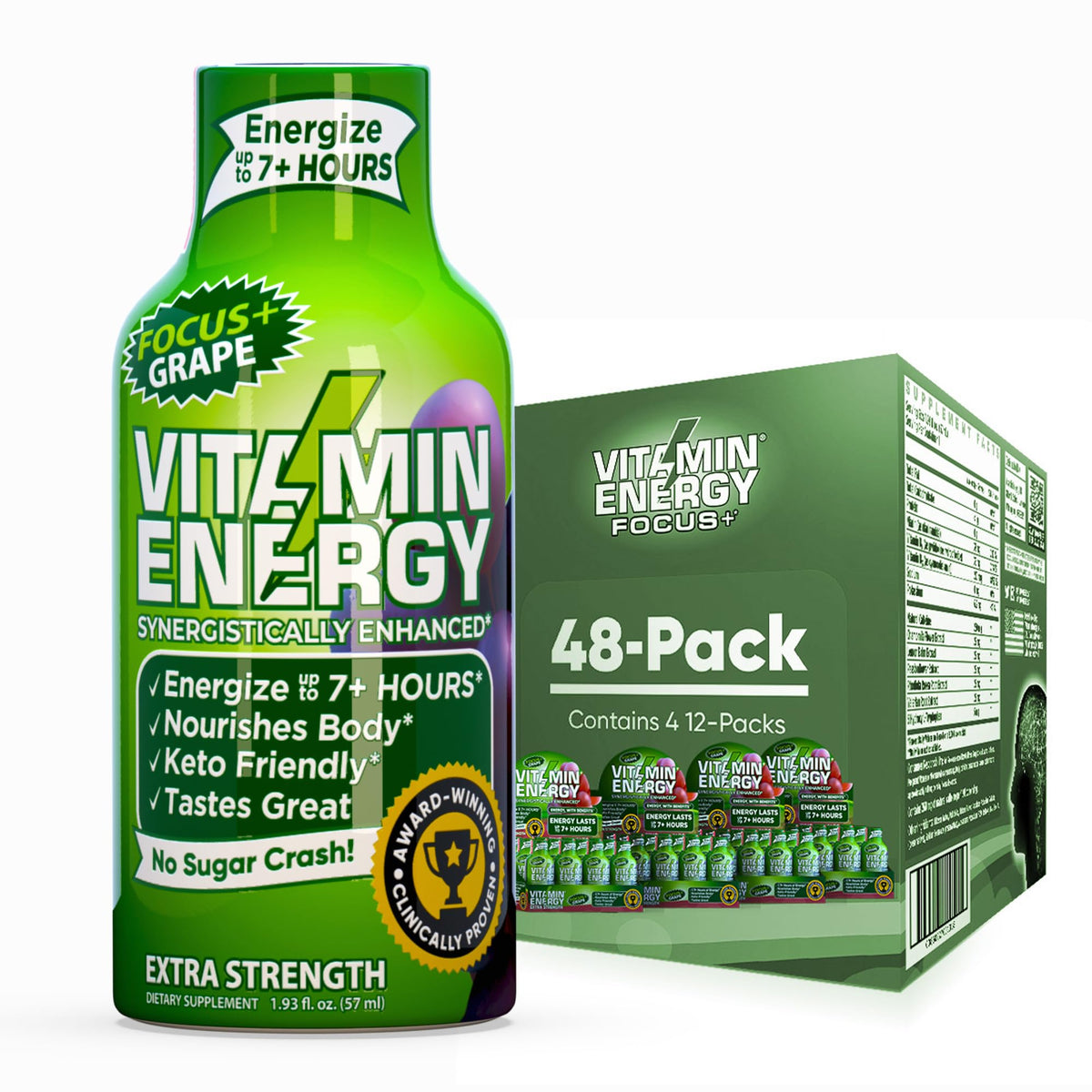 Vitamin Energy Focus+ grape shot bottle for focused energy