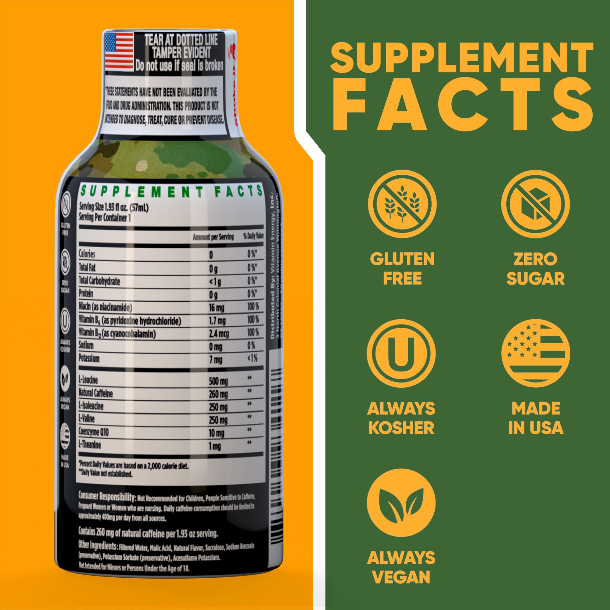 Vitamin Energy Immune+ Army Orange 24-pack on a shelf for easy grab-and-go energy.