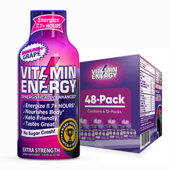 Vitamin Energy Immune+ grape bottle shows label for quick energy lift