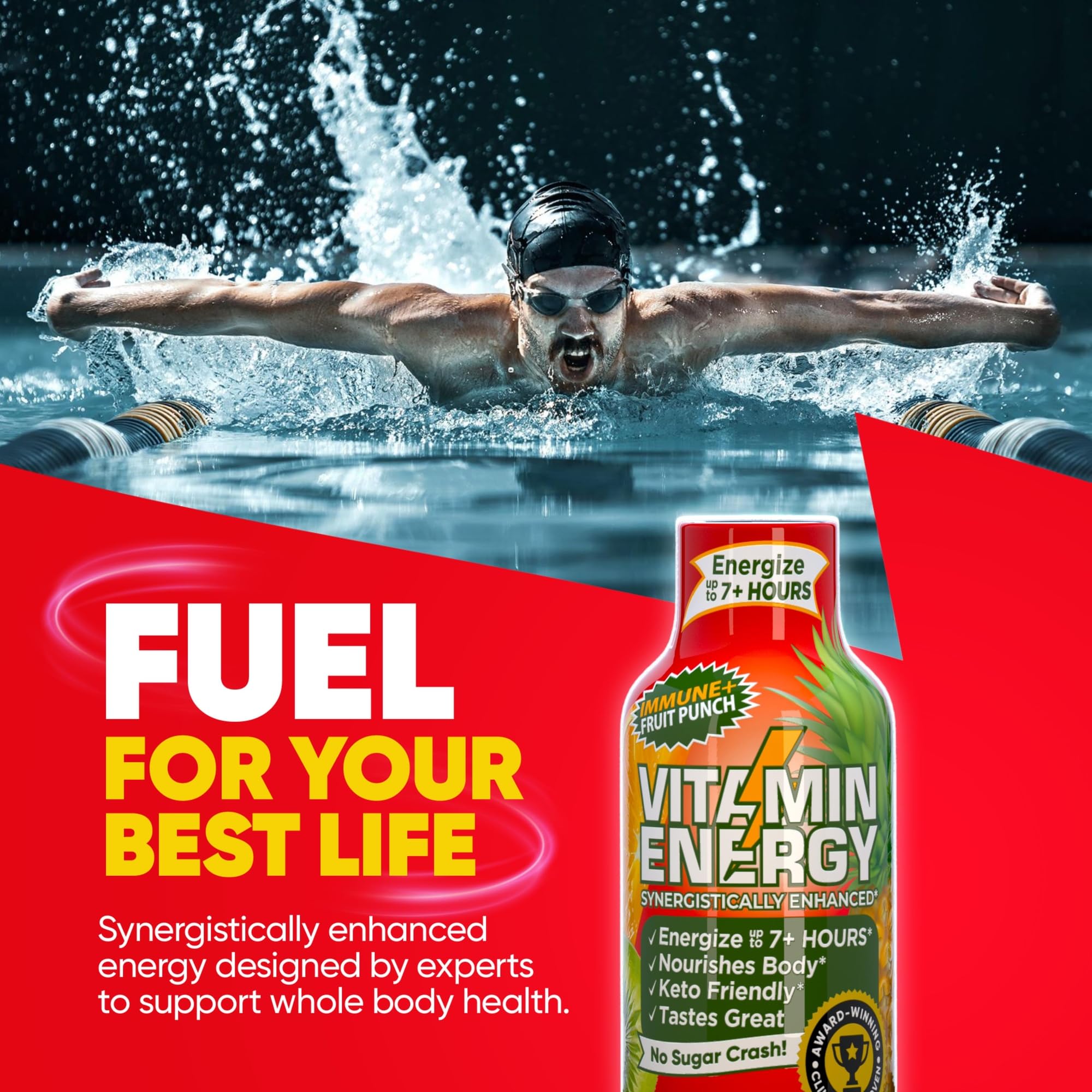 Vitamin Energy Immune+ shot with green tea extract ingredient highlights