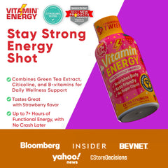Vitamin Energy Immune+ Shot label close-up highlighting caffeine and vitamins