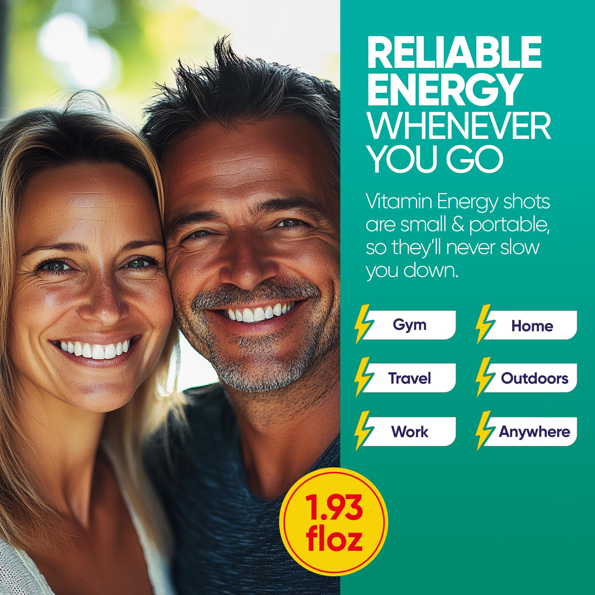 Vitamin Energy Immune+ Zero sugar gluten-free shot bottle for clean energy.