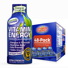 Vitamin Energy Immune+ bottle front in blue raspberry flavor for sustained energy