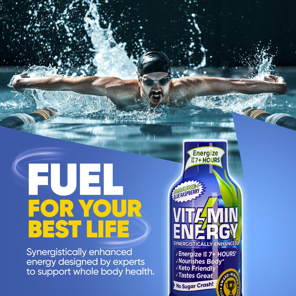 Vitamin Energy Immune+ bottles in hand for on the go energy