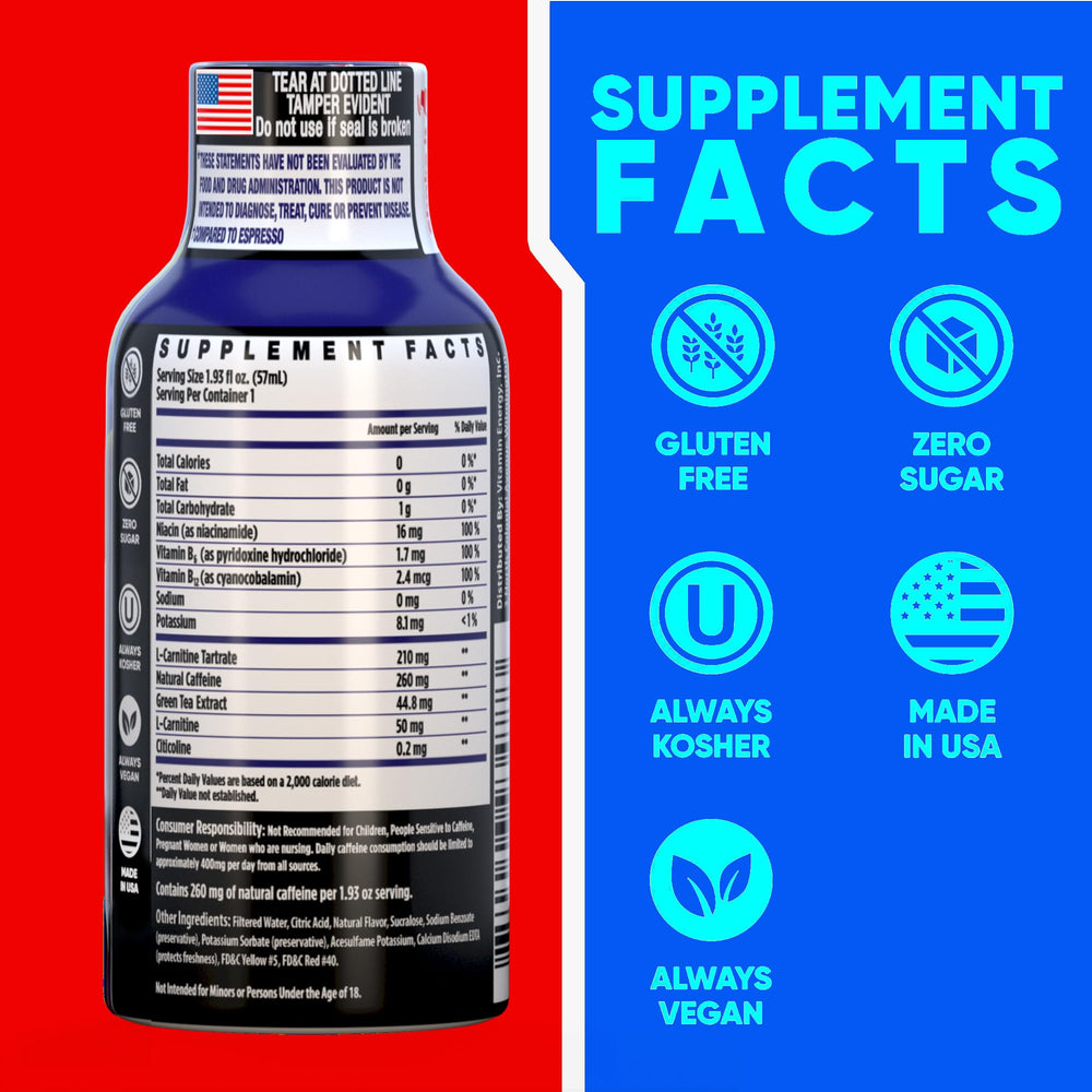 Vitamin Energy Immune+ shot being poured for a quick energy boost