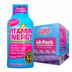 Vitamin Energy Mixed Berry shot front view highlights compact energy boost