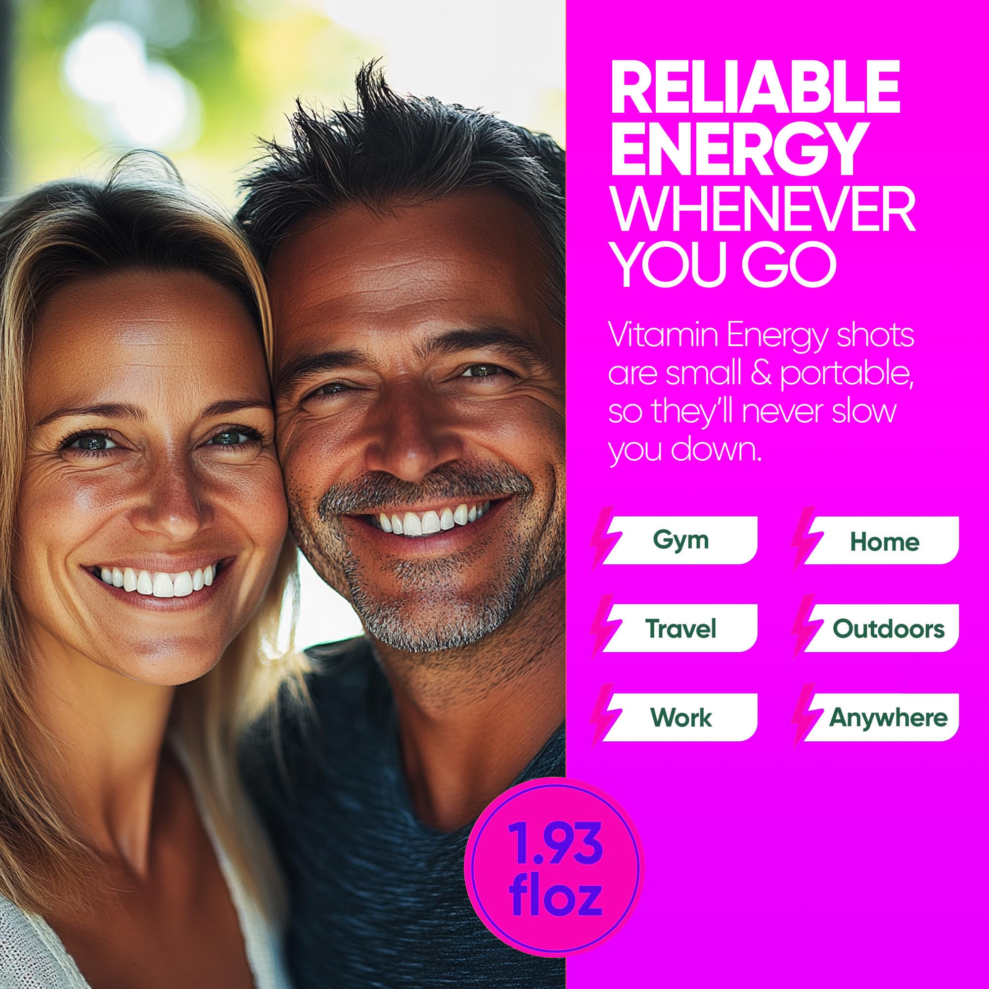 Vitamin Energy Mood Plus shot ingredient panel featuring Rhodiola and Chamomile supports calm focus