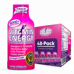 Vitamin Energy Mood+ Tropical Berry bottle ready for a quick energy boost