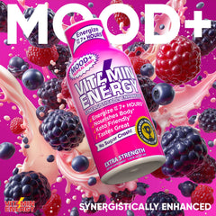 Vitamin Energy Mood+ Tropical Berry packaging in retail display