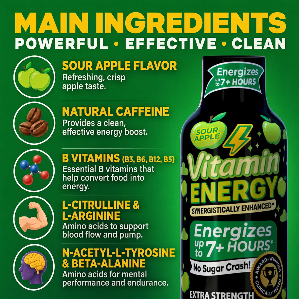 Vitamin Energy: textura efervescente sugiere sabor refrescante y rápida absorción.