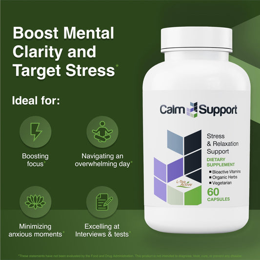 Vitamin Support CalmSupport capsules close-up for daily calm.