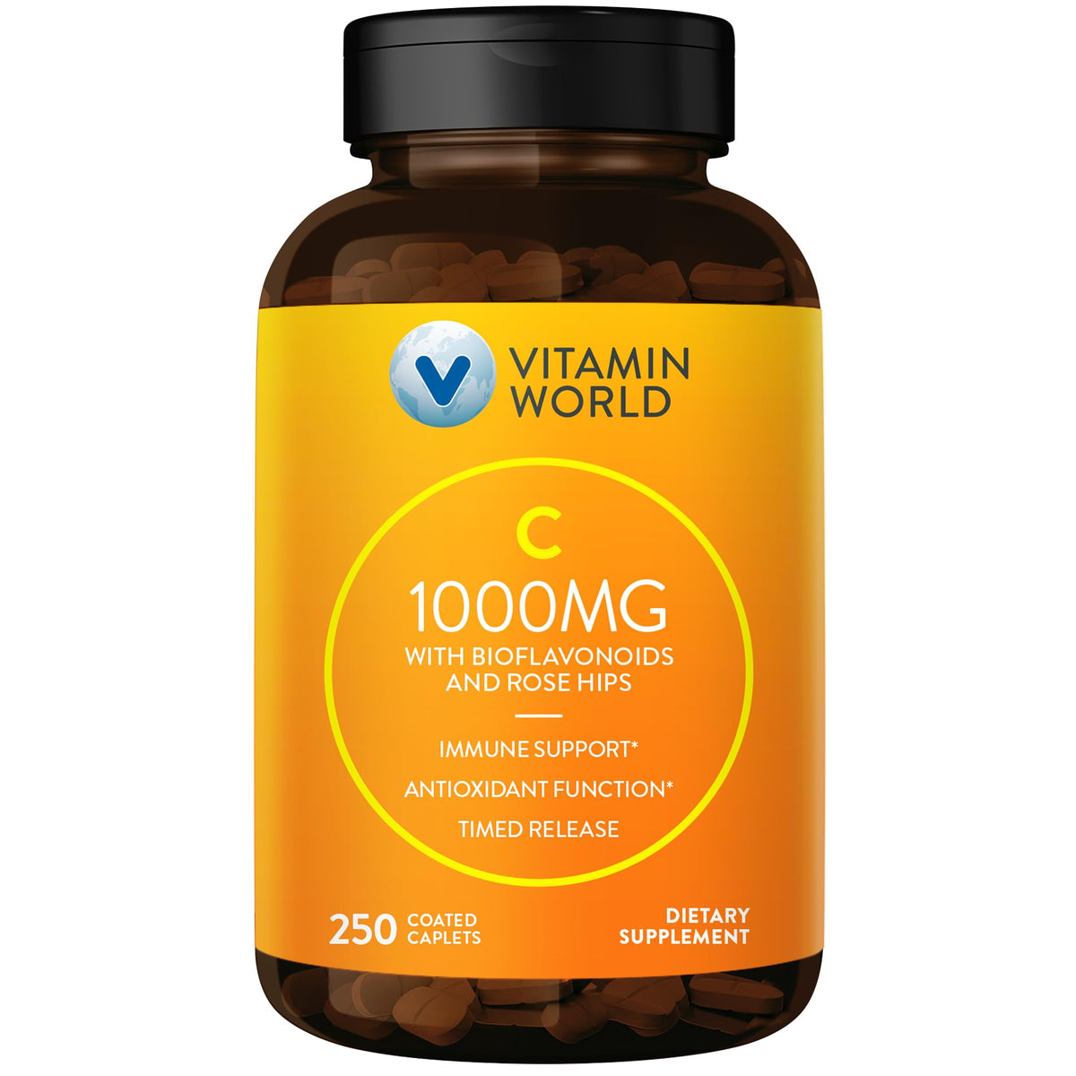 Vitamin World Vitamin C 1000 mg timed-release bottle supports gradual immune delivery