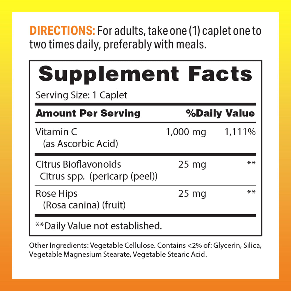 Vitamin World Vitamin C 1000 mg timed-release caplets for steady daily immune support