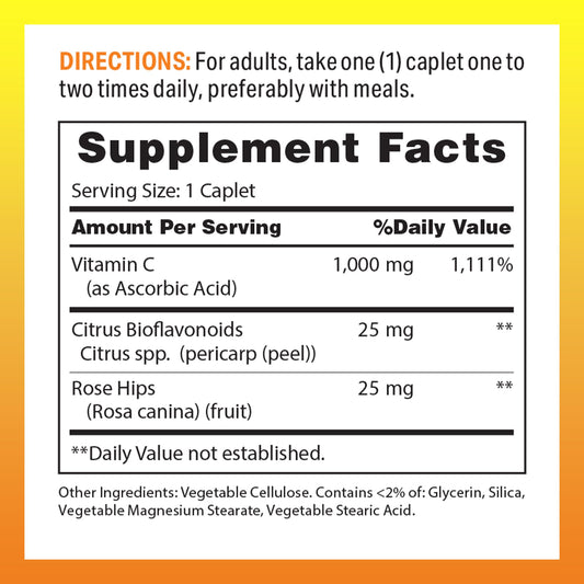Vitamin World Vitamin C 1000 mg timed-release caplets for steady daily immune support