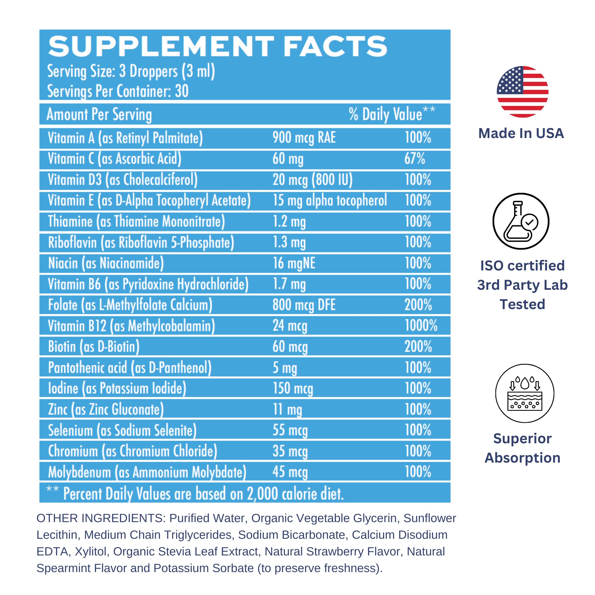 Vitaminally Liposomal Drops non-GMO, gluten-free, sugar-free formula.