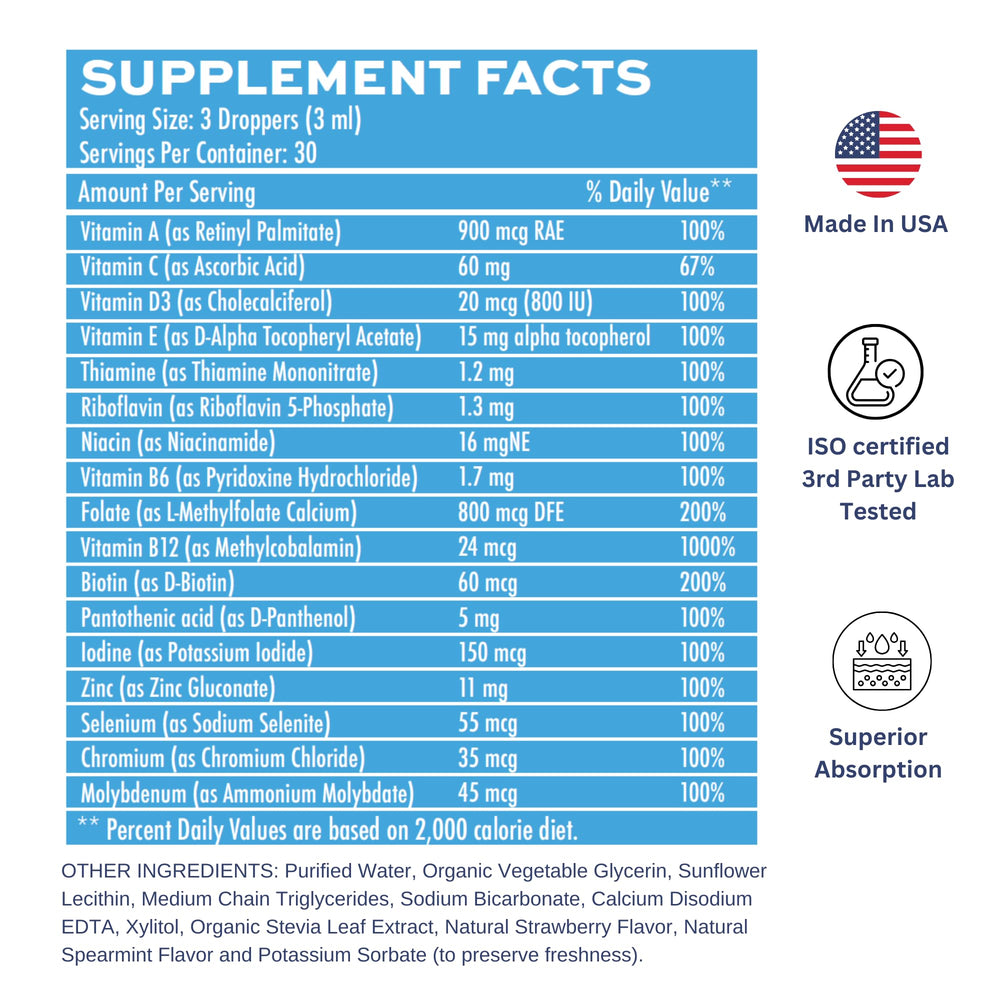 Vitaminally Liposomal Drops non-GMO, gluten-free, sugar-free formula.