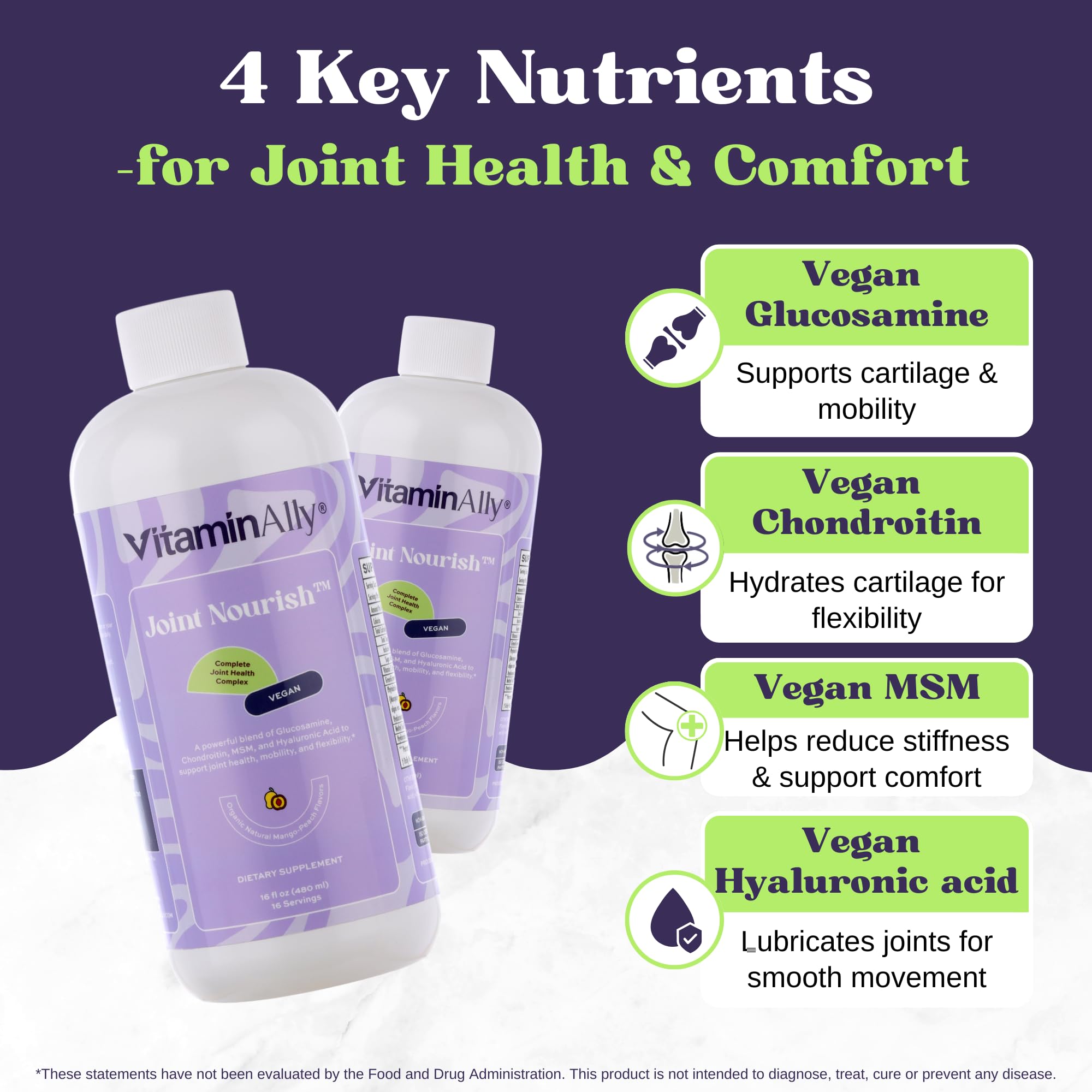 Vitaminally Joint Nourish sugar-free label emphasizing clean ingredients.