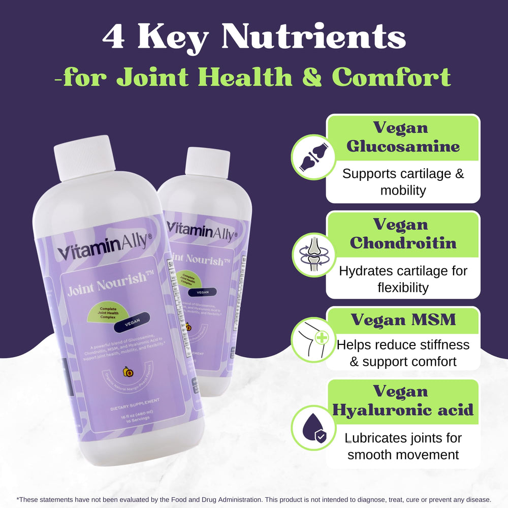 Vitaminally Joint Nourish sugar-free label emphasizing clean ingredients.
