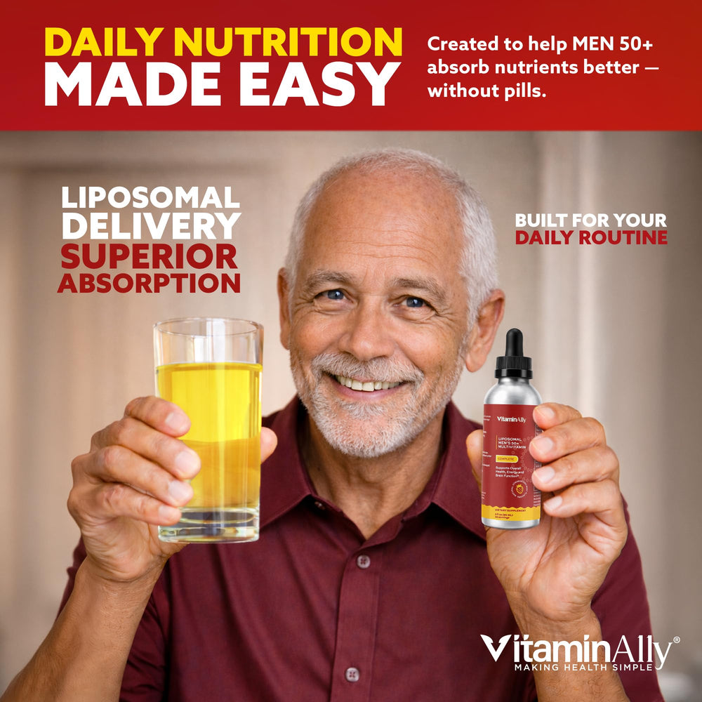 Vitaminally liposomal men 50+ ingredients overview emphasizes clean formula