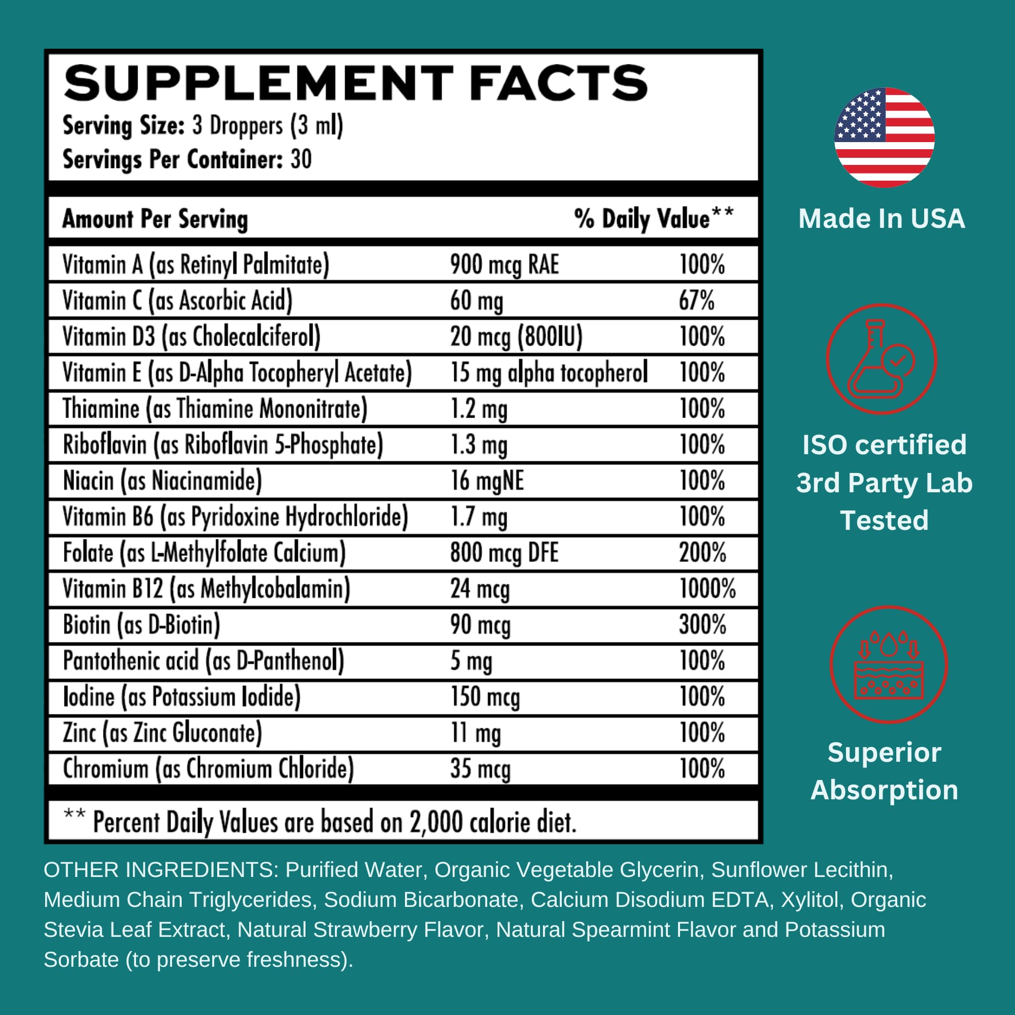 Vitaminally liposomal women's liquid multivitamin with vitamins A, C and E for skin and hair