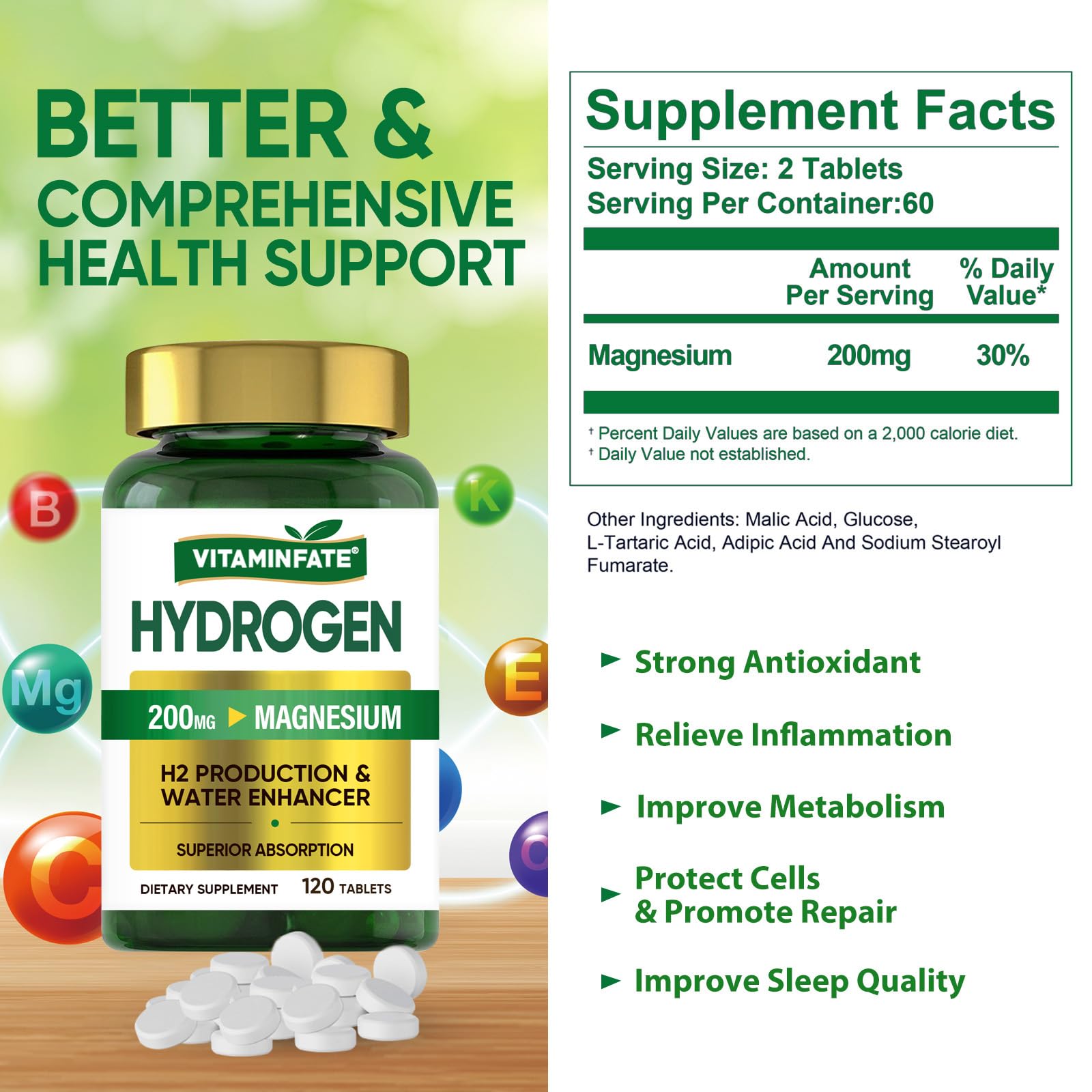VITAMINFATE hydrogen water glass promotes mental clarity and steady daily energy.