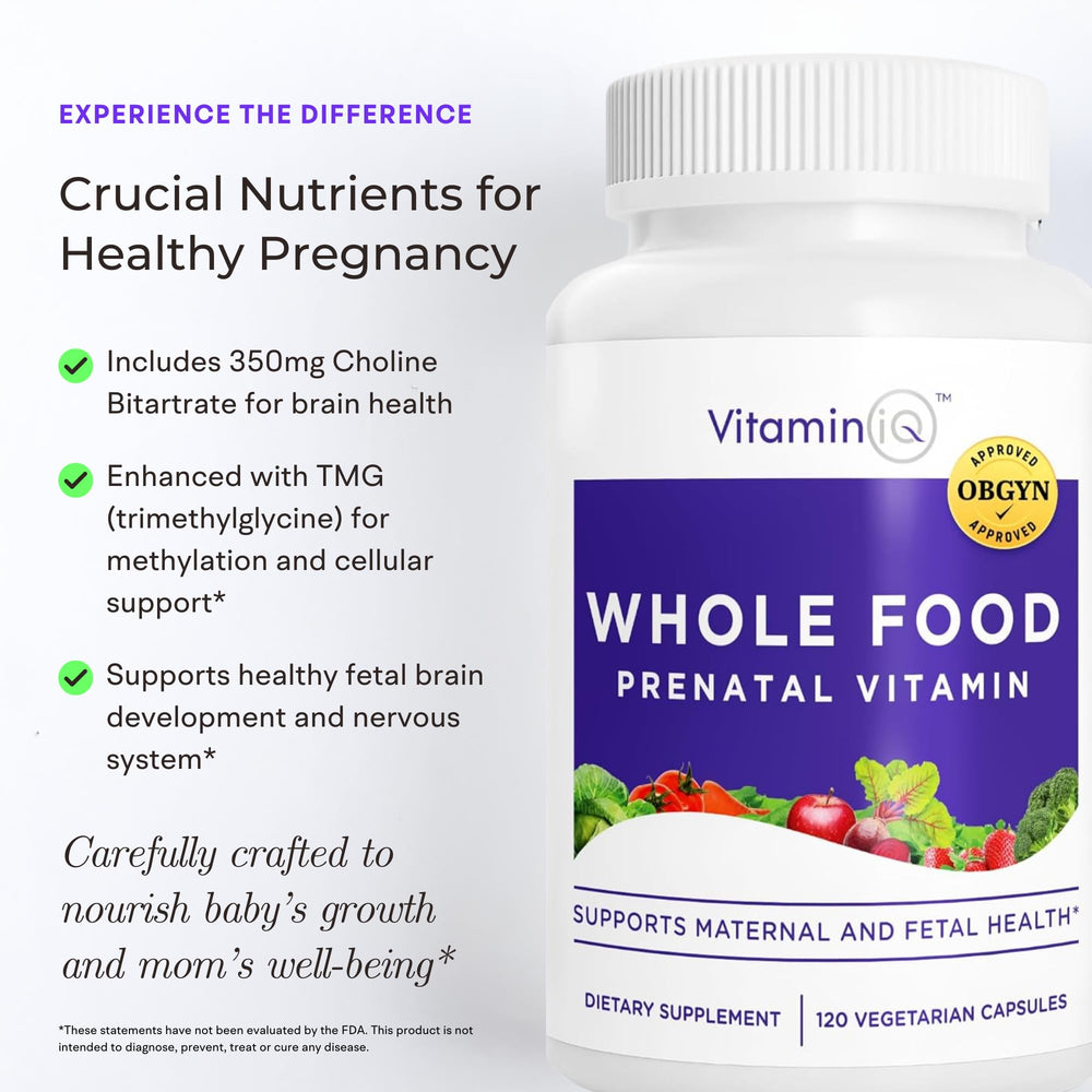 VitaminIQ plant-based ingredients highlighted for natural prenatal nutrition