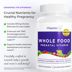 VitaminIQ plant-based ingredients highlighted for natural prenatal nutrition