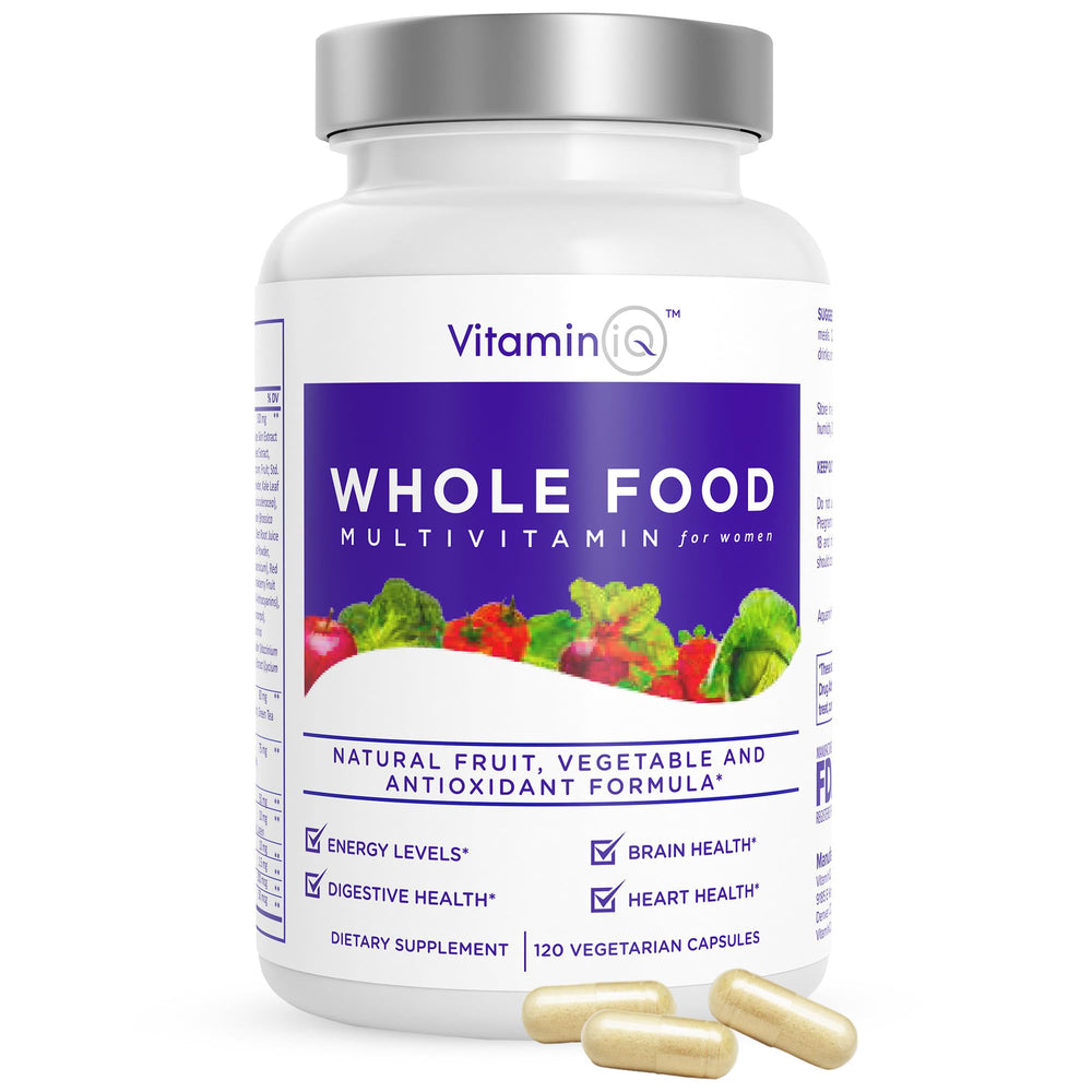 VitaminIQ Women multivitamin bottle for daily wellness.