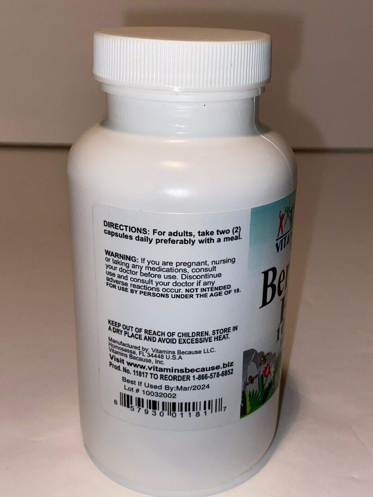 Two berberine capsules with water for typical dosing