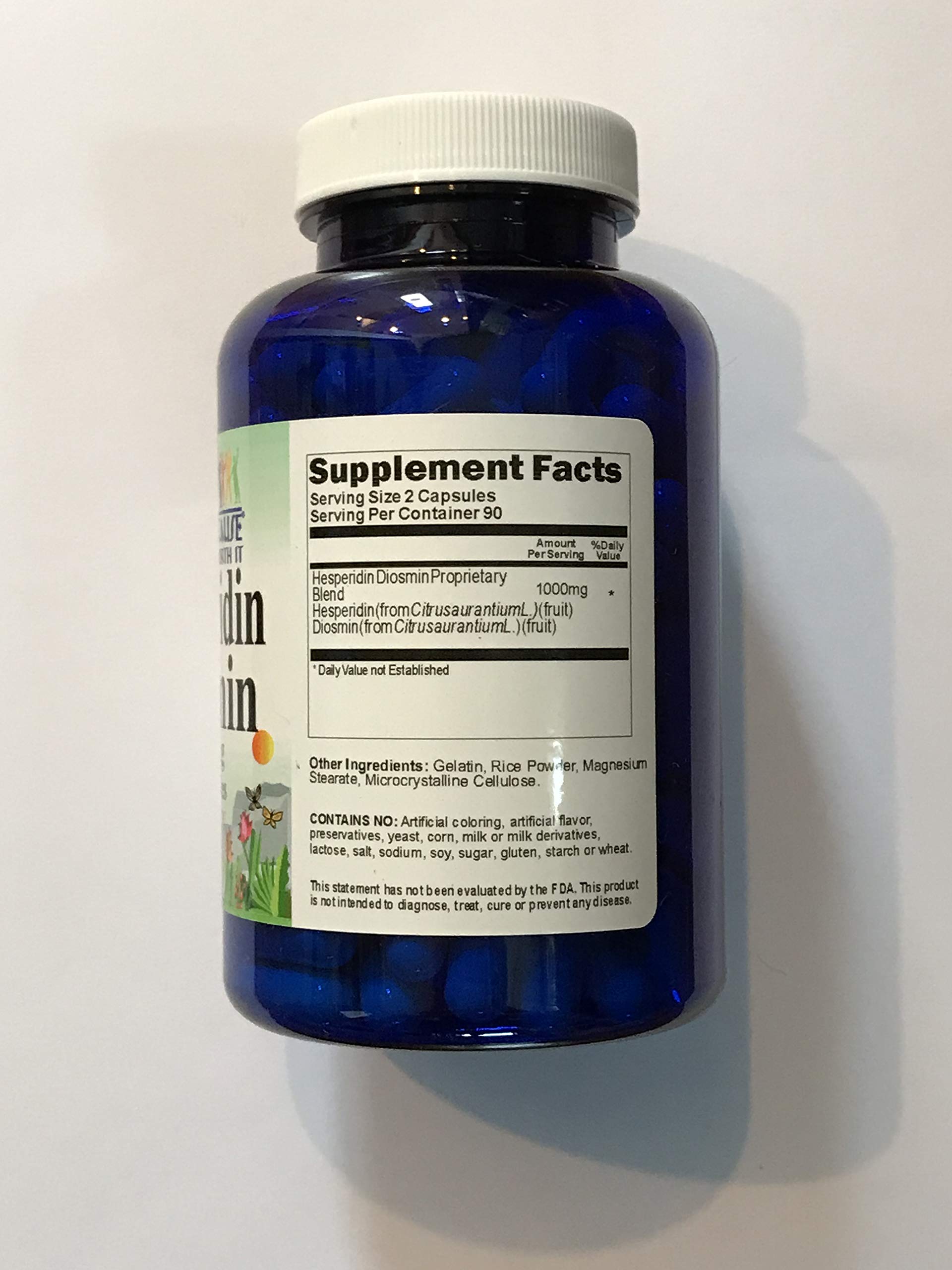 Vitamins Because Hesperidin Diosmin capsules shown for convenient everyday use
