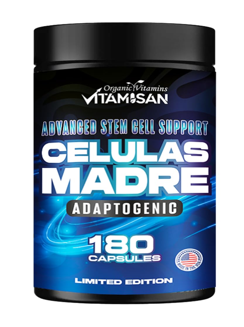 Vitamisan Celulas Madre bottle front view highlighting immune support and daily wellness.