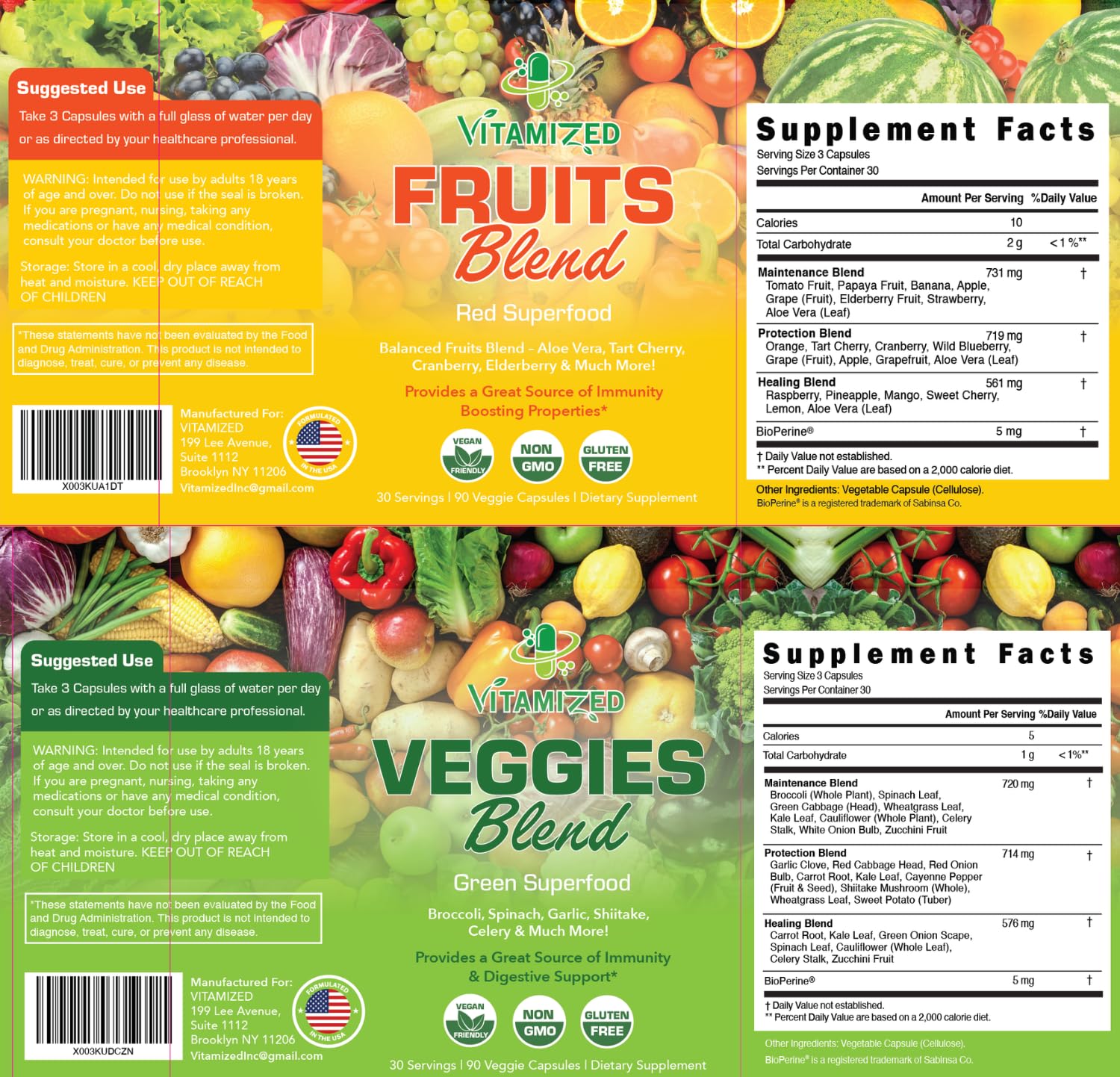 VITAMIZED 38-fruits close-up reveals natural variety and color.