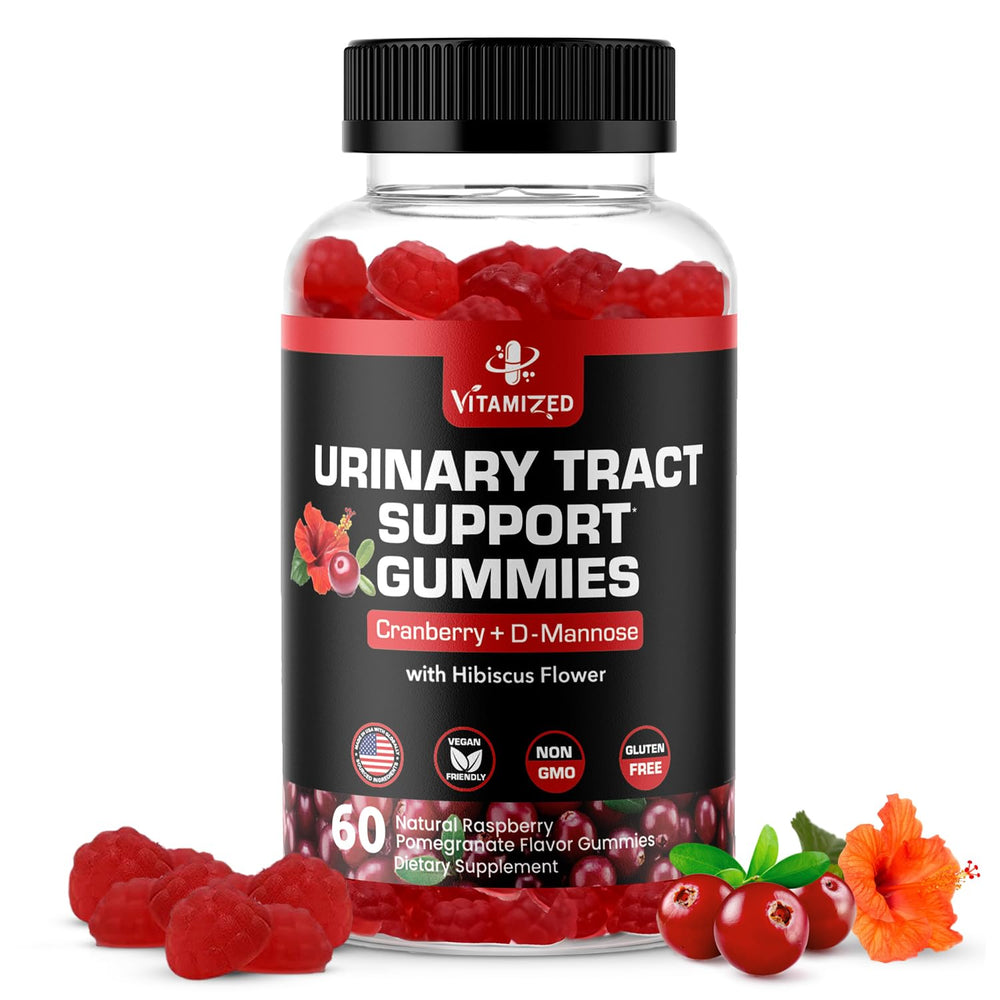 VITAMIZED Potent Cranberry Gummies bottle close-up for on-the-go urinary support.
