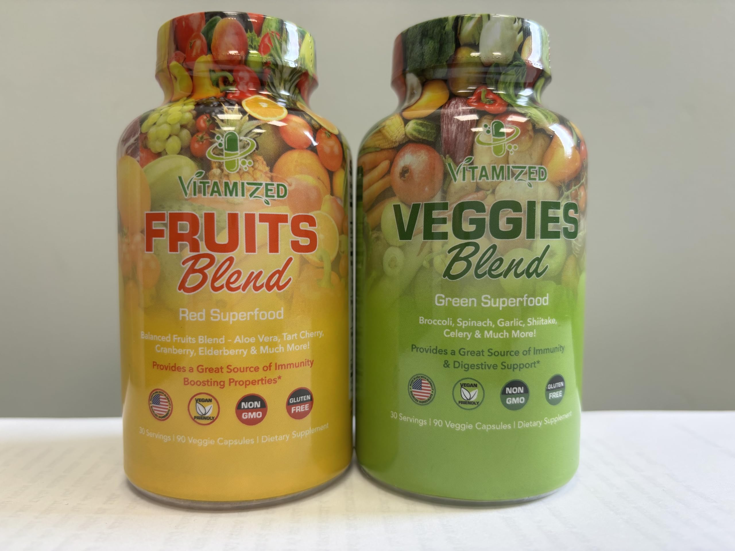 VITAMIZED vegan non-gmo label reinforces plant-based nutrition.