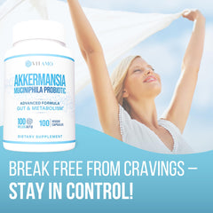 Vitamo bottle highlights dosage info for daily gut health routine