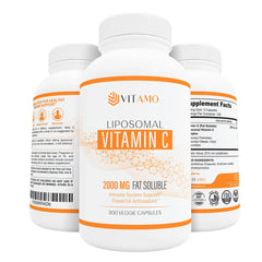 Vitamo Liposomal Vitamin C 2000mg bottle front view highlighting high absorption.