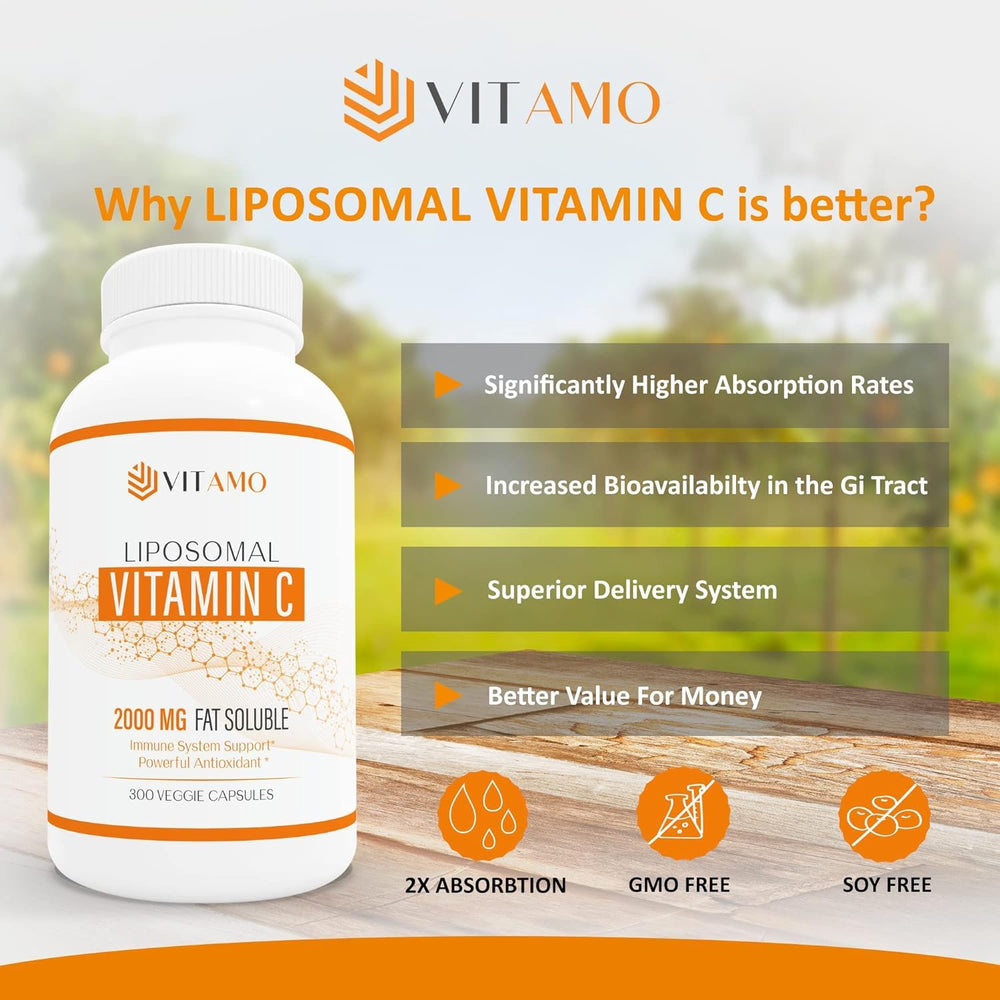 Ingredients panel for Vitamo Liposomal Vitamin C 2000mg with sunflower lecithin.